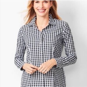 Talbots Black and White Gingham Dress Shirt